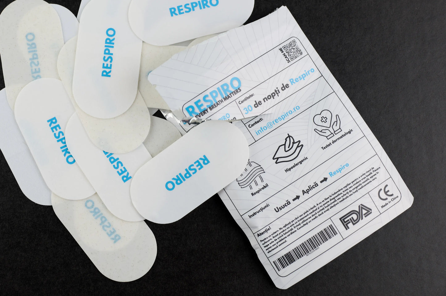 Respiro hydrating mouth tape package open with products getting out of it