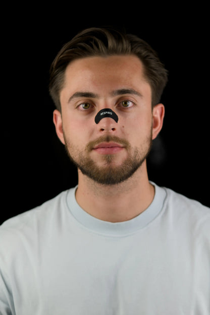 Man wearing the respiro nose strip