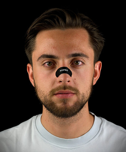 Man wearing the respiro nose strip