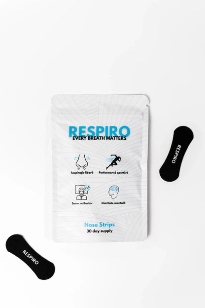 Respiro Nose Strips package next to the actual products